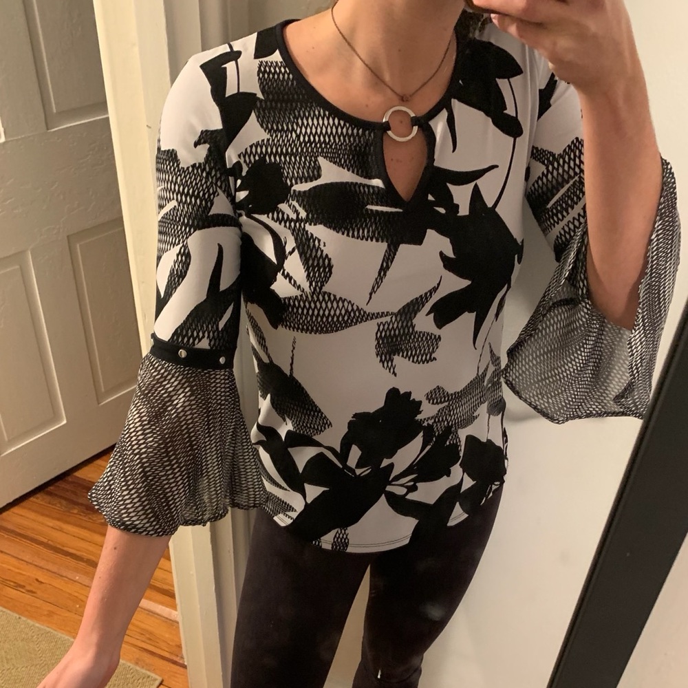 JM Collection Black & White Top